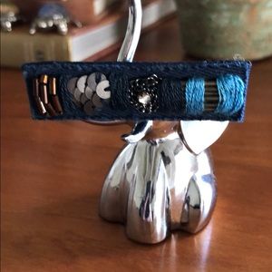 NWOT J. Crew Blue Felt Beaded Pin